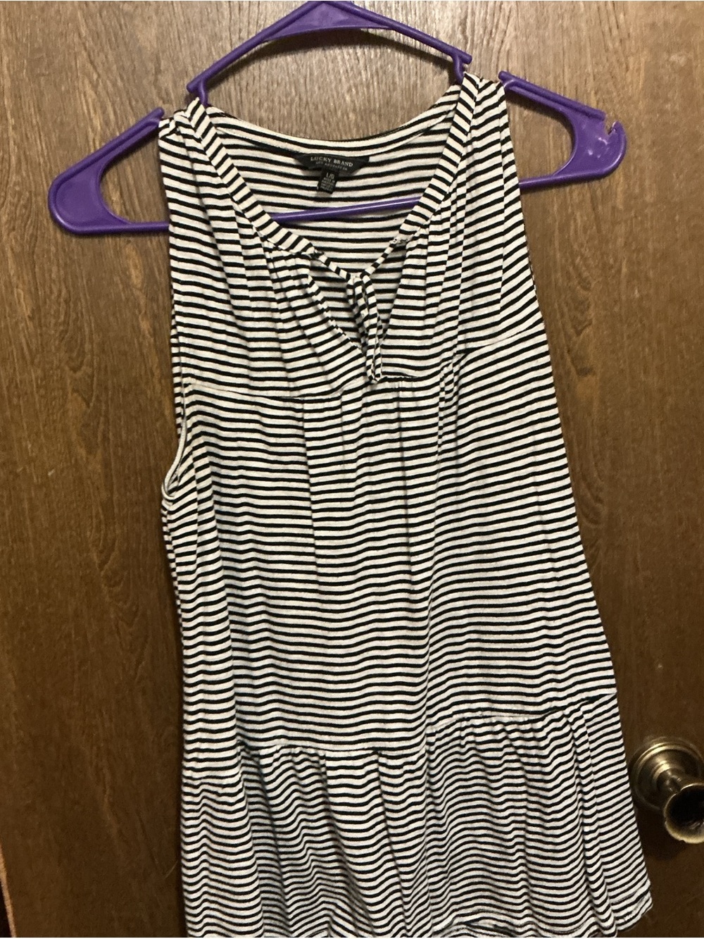 Lucky Brand Black & White Striped Sleeveless Tank